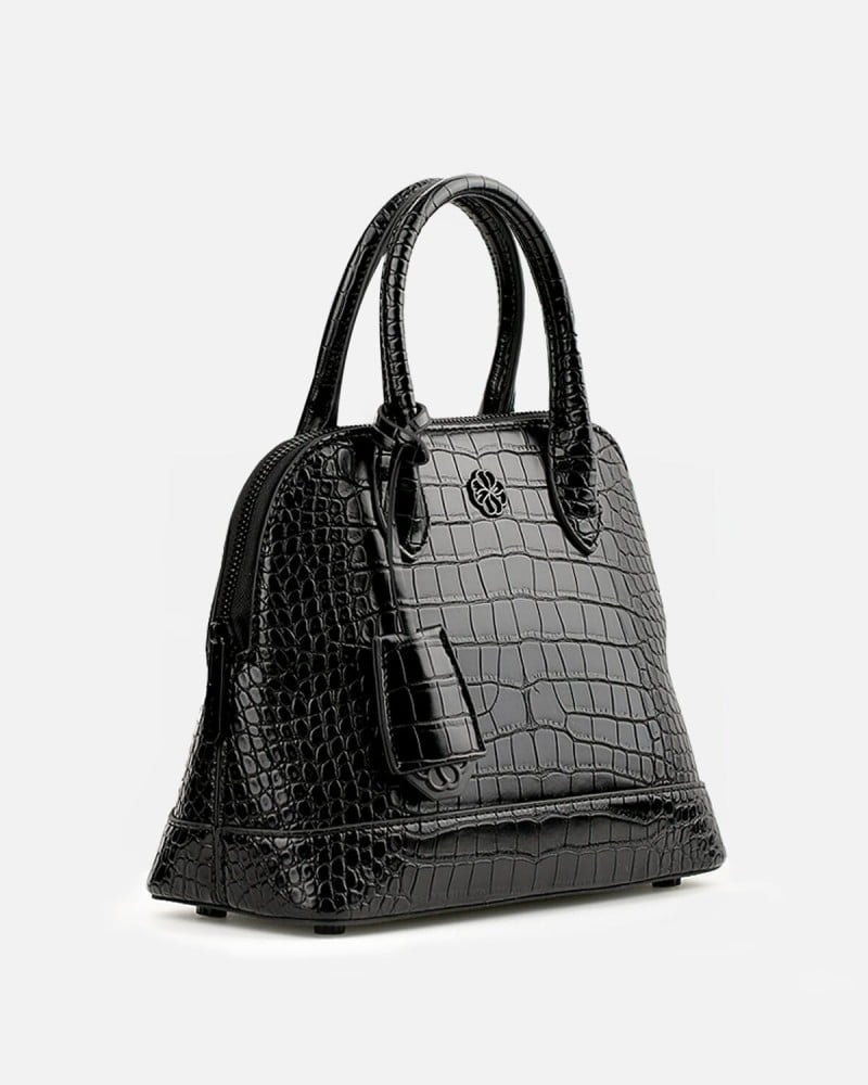 Elegant women's black leather bag