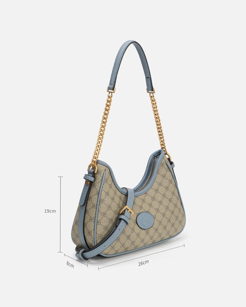 Women's bag with elegant design, blue color