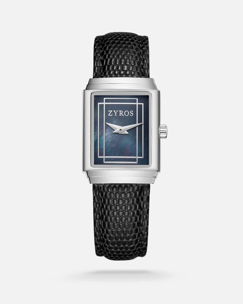 Women's black leather watch