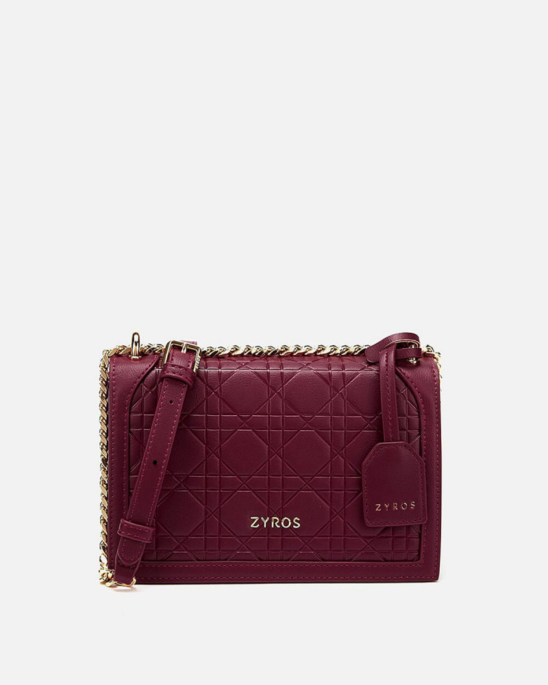 Women's small bag of high-profile leather with geometric details in a traditional design in a rectangular shape | ZLH539L