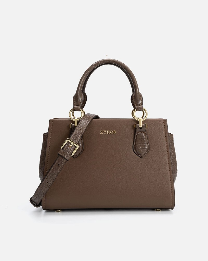 Elegant women s bag in brown Zyros official website We uniquely