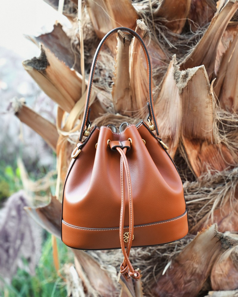 Women's bag with a modern design, brown