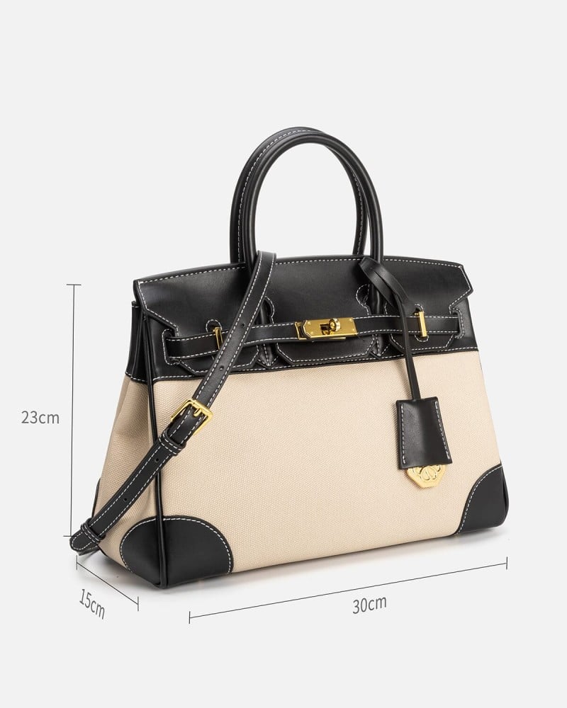 Classic women's bag, black and white