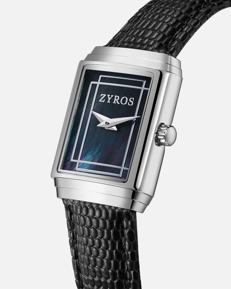 Women's black leather watch