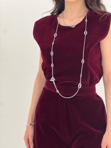 طقم بنطلون وبلوزة القماش مخمل عنابي