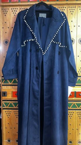 عباية شتوية القماش شامواه كحلي