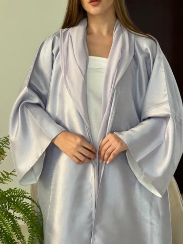 عباية صيفية باردة القماش لنن رمادي