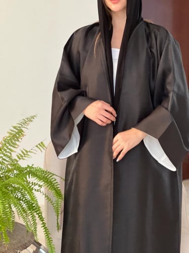 عباية صيفية باردة القماش لنن اسود