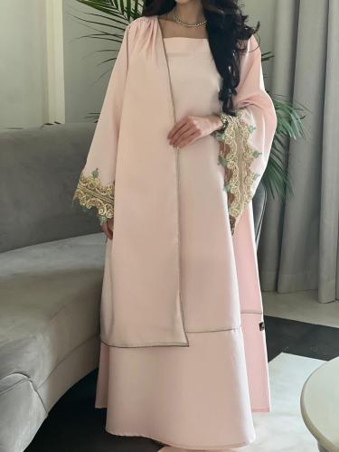 جلابية فاخرة قماش تفتة وردي