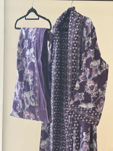 طقم قطن صيفي موف مشجر