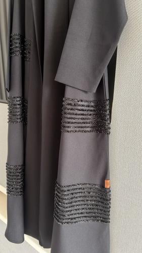 عباية كريب اسود - لمعة