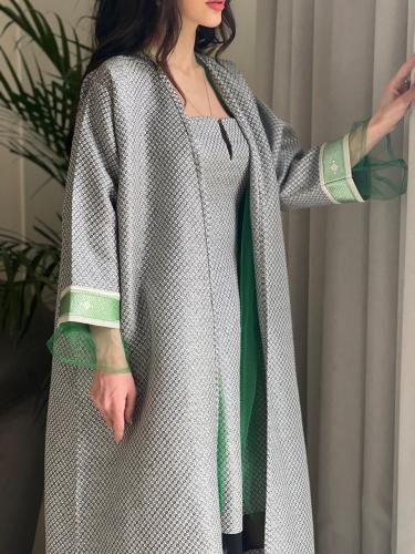 عباية تراثية فاخرة مع طرحة أخضر