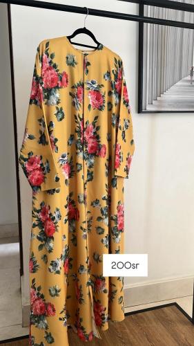 عباية صيفية كريب قطن اصفر