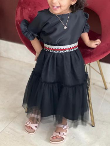 فستان اطفال القماش تفته وتل