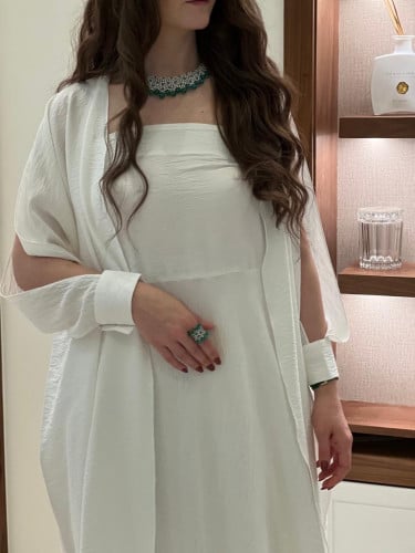 فستان مميز القماش حرير مغسول سكري