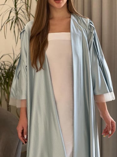 عباية صيفية باردة القماش كريب حرير سماوي