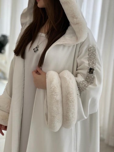 فروة فاخرة القماش شامواة سكري مبطنه فرو مع شك