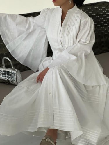 جلابية مميزة قصة كلوش القماش لنن سكري