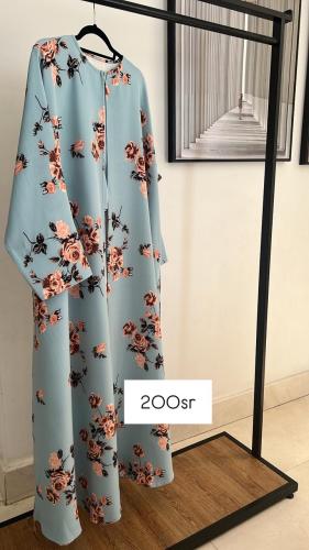 عباية صيفية كريب قطن سماوي