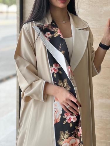 عباية عملية القماش كريب كتان بيج