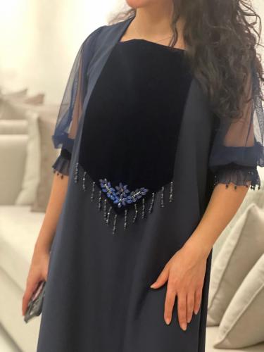 جلابية كريب كحلي ملكي