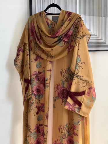 كريب حرير - اصفر مشجر