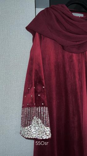 عباية شامواه عنابي مع شك يدوي