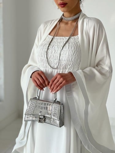 جلابية عملية القماش كريب حرير سكري