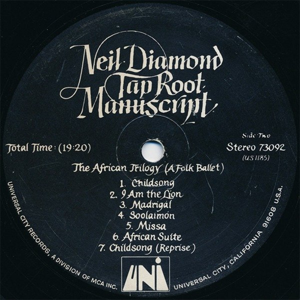 Neil Diamond ‎- Tap Root Manuscript