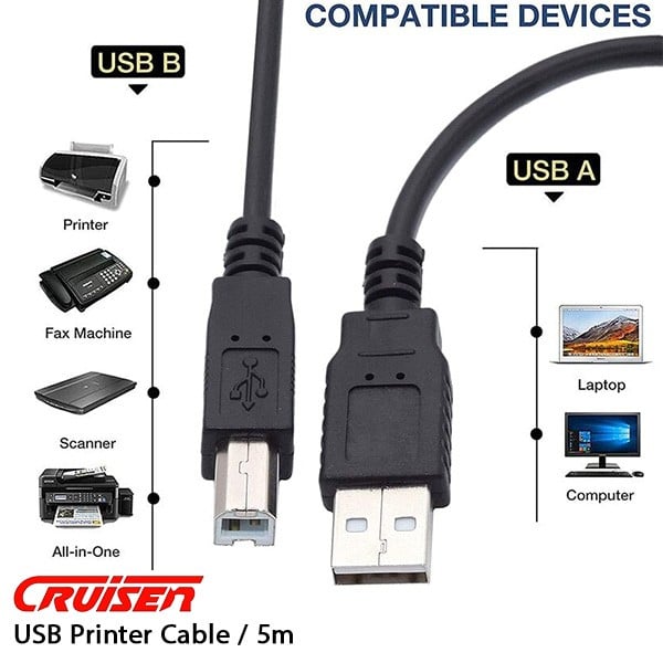 USB Printer Cable 5M  كيبل للطابعة بطول 5 متر