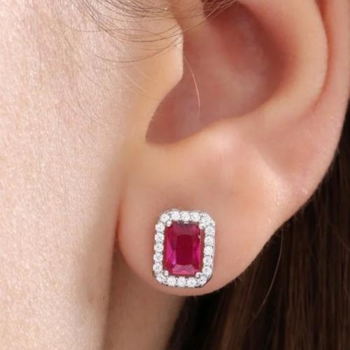 حلق  مرصع بالكريستال والزركون فضة صافي عيار٩٢٥