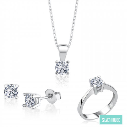 طقم ناعم  فضة صافي عيار 925 فصوص سوارفيسكي