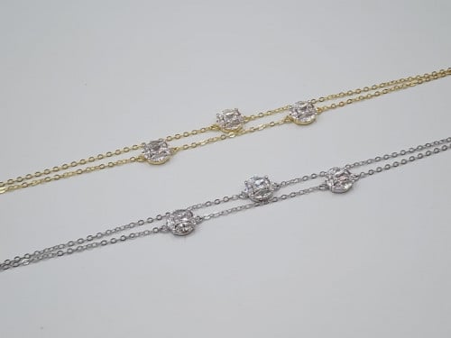 اسوارة ناعمة  مرصعة  بالكريستال فضة صافي عيار 925 مطلي ذهب