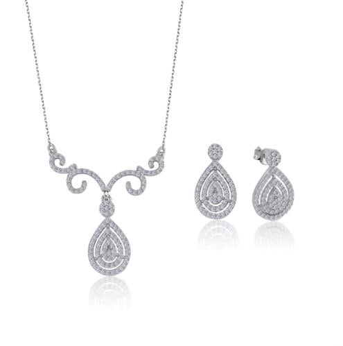 طقم ناعم فضة صافي عيار 925 ( سلسلة وحلق )