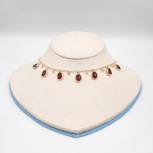 شوكر فضة صافي عيار 925  ايطالي بفصوص كريستال  ملونة