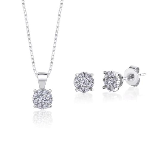 طقم ناعم فضة صافي عيار 925 ( سلسلة وحلق )