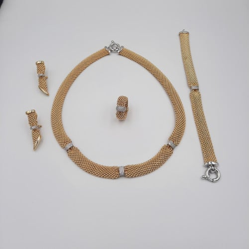 طقم سهرة فضة ايطالي  عيار 925 مطلي ذهب