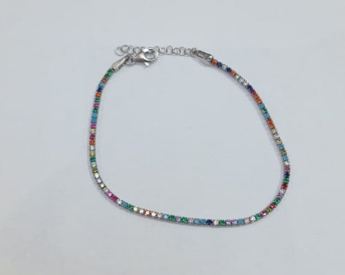 اسوارة تنس ملونه ناعمة فضة صافي عيار٩٢٥