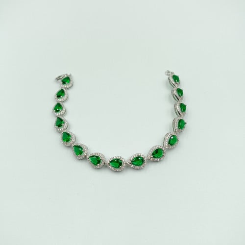 اسوارة مع فصوص كريستال أخضر  فضة صافي عيار 925