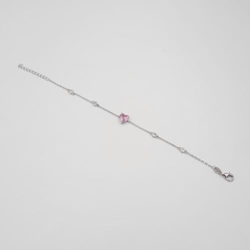 اسوارة قلب وردي وفصوص فضة  صافي عيار 925