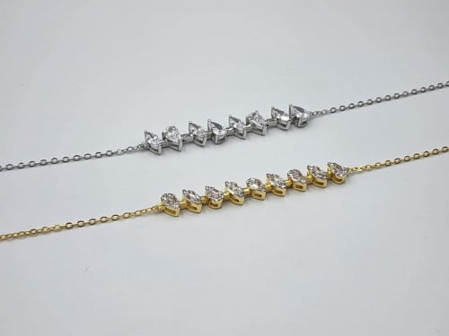 اسوارة ناعمة  مرصعة  بالكريستال فضة صافي عيار 925 مطلي ذهب