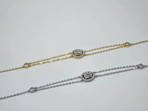 اسوارة ناعمة  مرصعة  بالكريستال فضة صافي عيار 925 مطلي ذهب