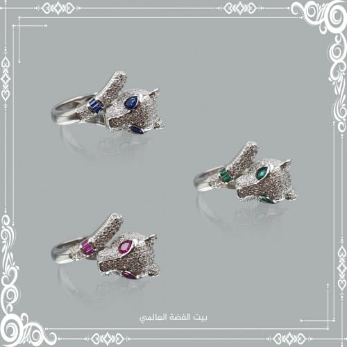 خاتم فضة صافي عيار 925 مرصع بالكريستال والزركون الفاخر