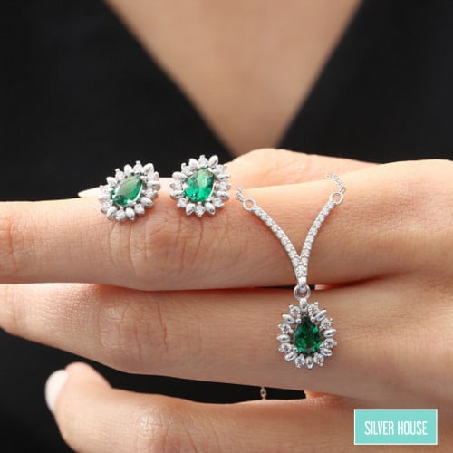 طقم ناعم فضة صافي عيار 925 ( سلسلة وحلق )