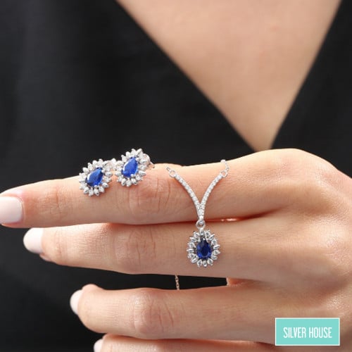 طقم ناعم فضة صافي عيار 925 ( سلسلة وحلق )