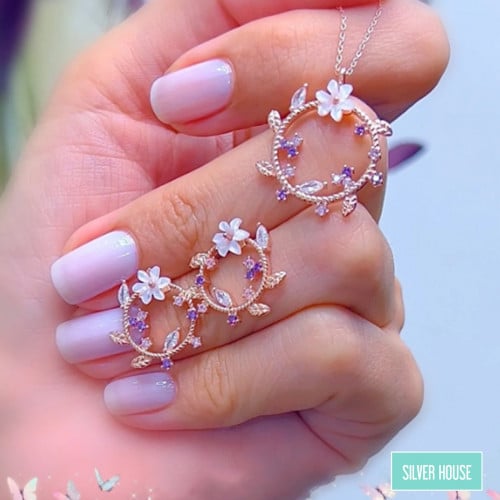 طقم ناعم فضة صافي عيار 925 ( سلسلة وحلق )