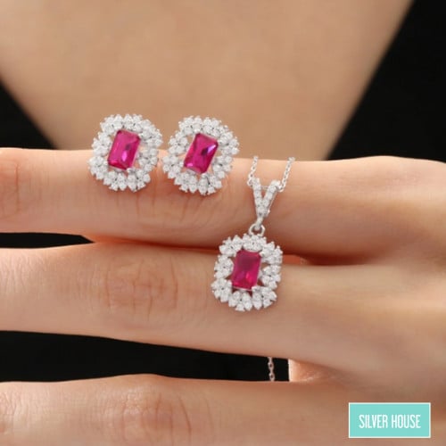 طقم ناعم فضة صافي عيار 925 ( سلسلة وحلق )