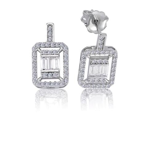 حلق  مرصع بالزركون فضة صافي عيار٩٢٥