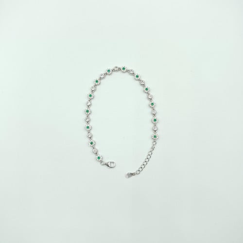 اسوارة بفصوص كريستال اخضر  فضة صافي عيار 925