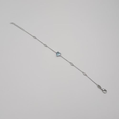 اسوارة قلب سماوي وفصوص فضة  صافي عيار 925